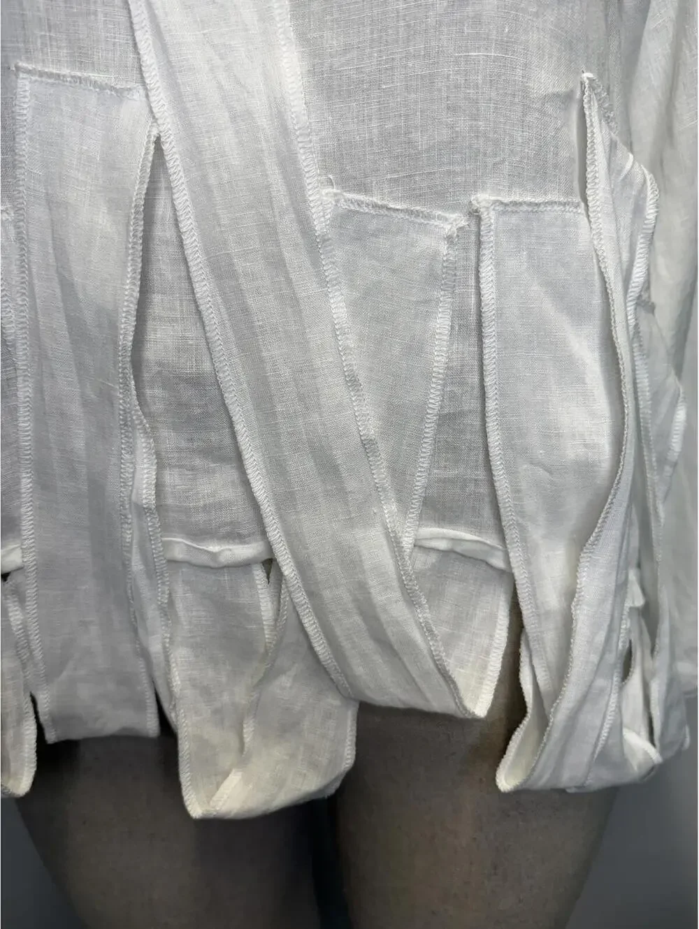 DESIGNER BODIL LINEN WHITE  BLOUSE - L - Picture 3 of 8